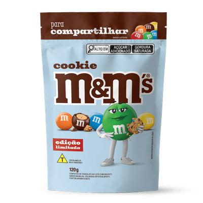 M&M Cookie Confeitos Chocolate ao Leite Pouch 120g Edição Limitada