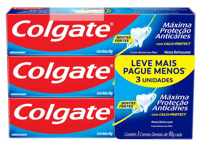 Creme Dental Anticáries Colgate Máxima Proteção Kit 3 Unidades 90g