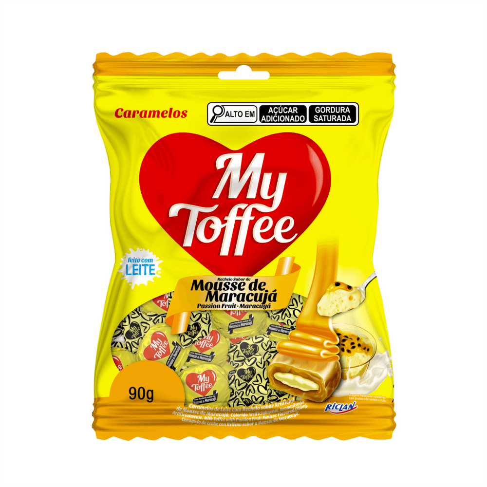 Bala de Caramelo Leite e Maracujá My Toffee Riclan 90g Recheada