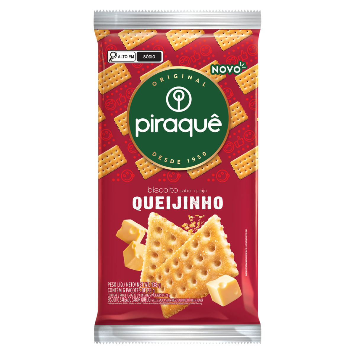 Biscoito Salgado Queijinho Piraquê 36 Unidades 138g Crocante