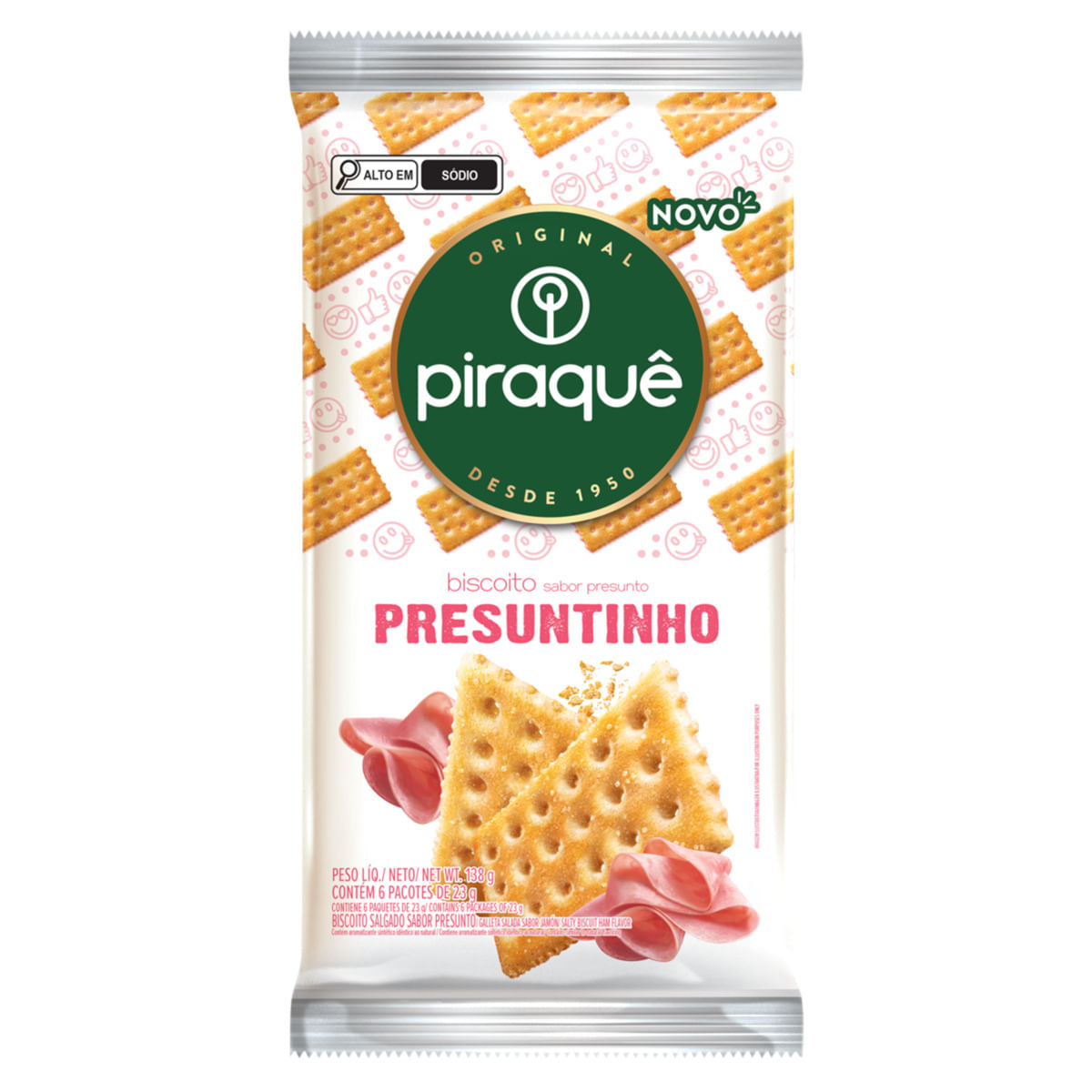 Biscoito Salgado Presuntinho Piraquê 36 Unidades 138g Crocante