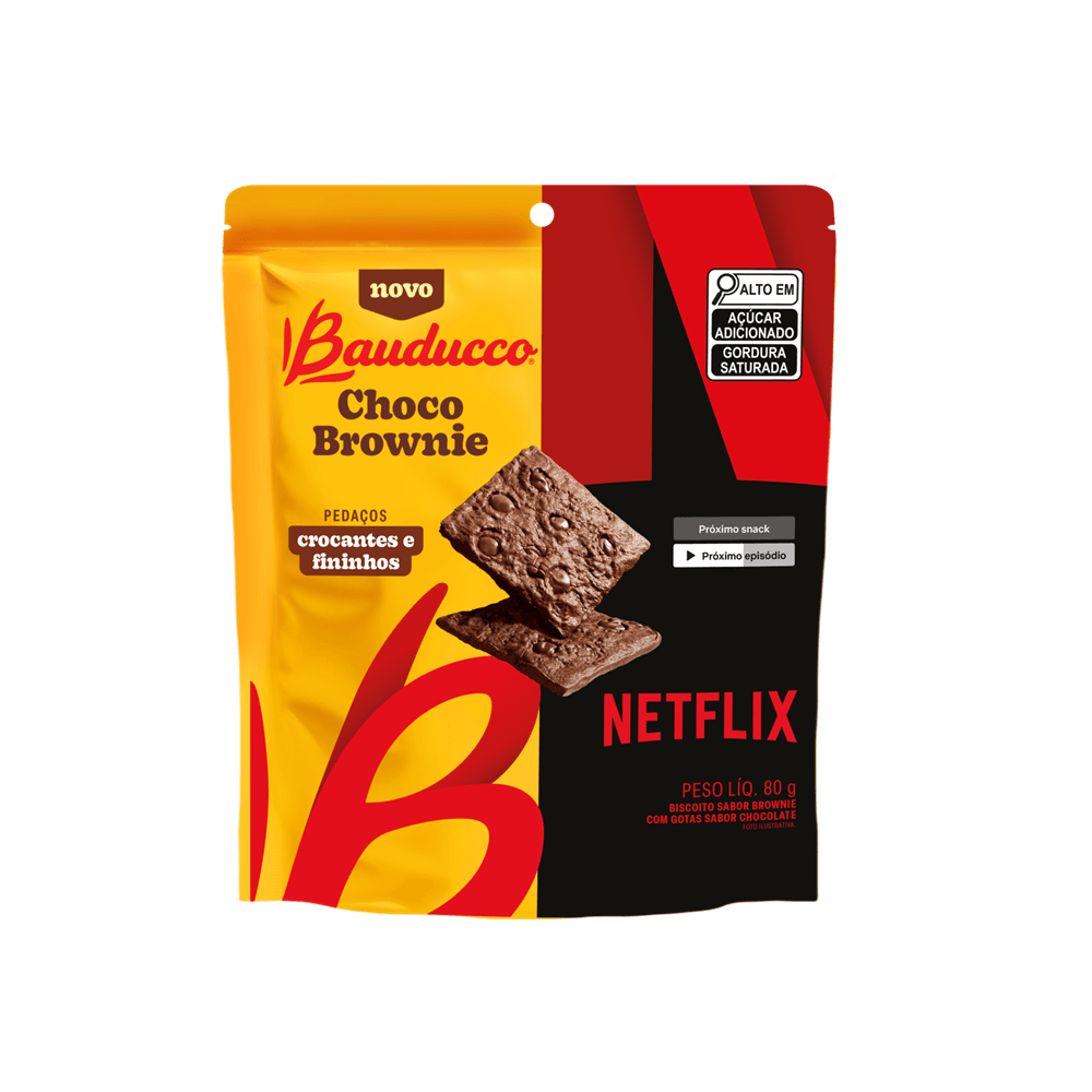 Biscoito Choco Brownie Bauducco 80g Crocante com Gotas de Chocolate Meio Amargo