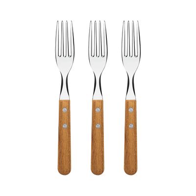 Conjunto de Garfos de Mesa de Madeira Tramontina Dynamic 3 Peças Inox