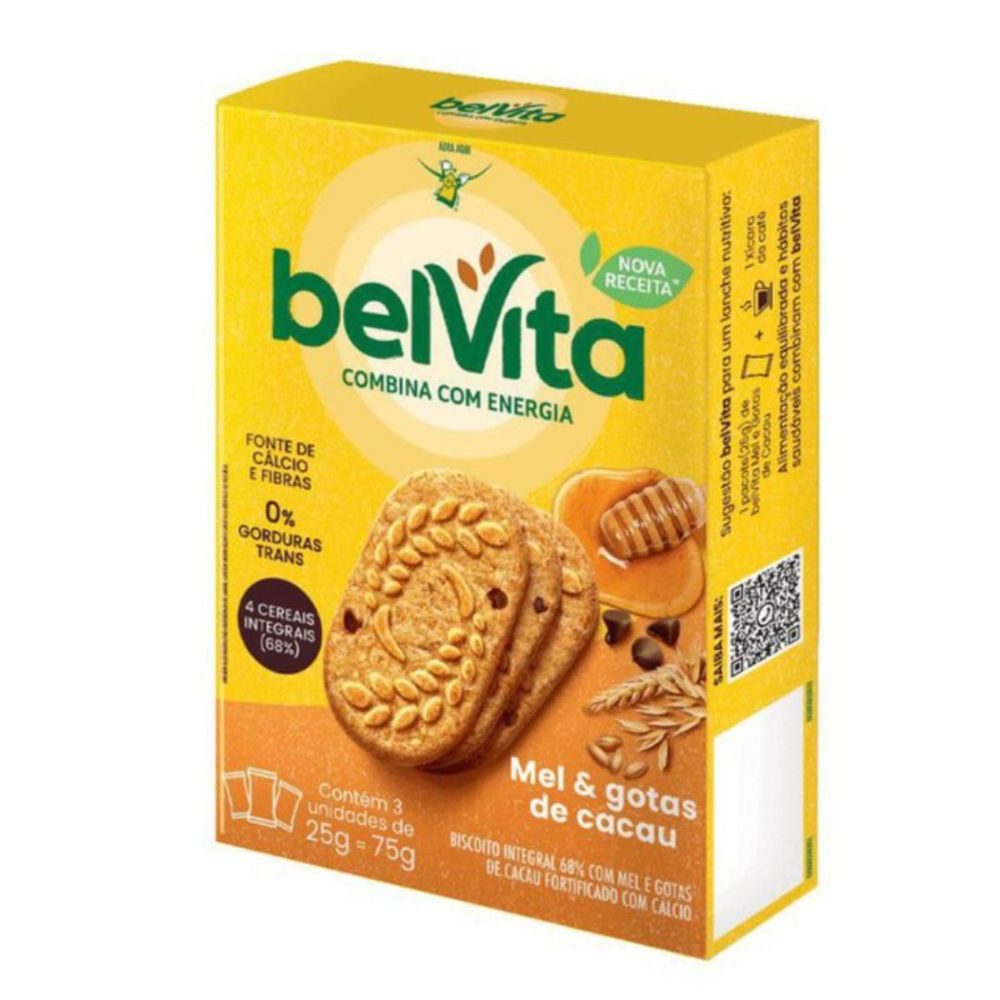 Biscoito Doce Mel e Cacau BelVita Multipack 75g Integral