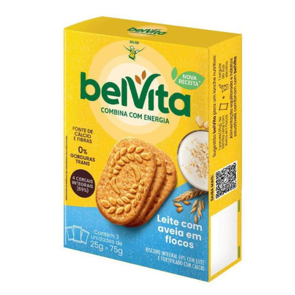 Biscoito Doce Leite e Aveia BelVita 75g Multipack Integral