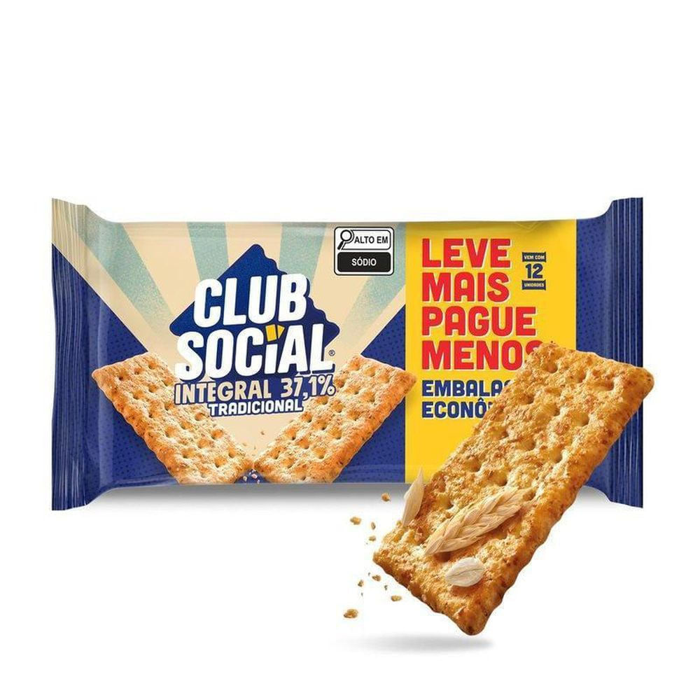 Biscoito Salgado Integral Club Social 288g Multipack Crocante