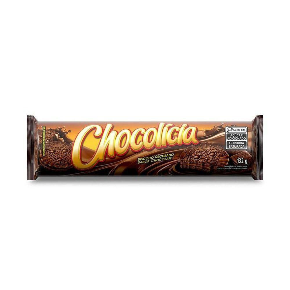 Biscoito Recheado Chocolate Chocolícia 132g Crocante