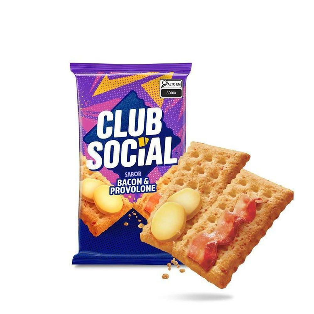 Biscoito Salgado Bacon e Provolone Club Social 141g Multipack Crocante