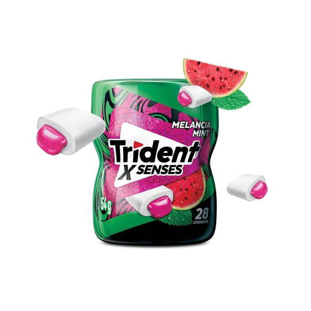 Chiclete Melancia Mint Trident XSenses 54g Garrafa Sem Açúcar