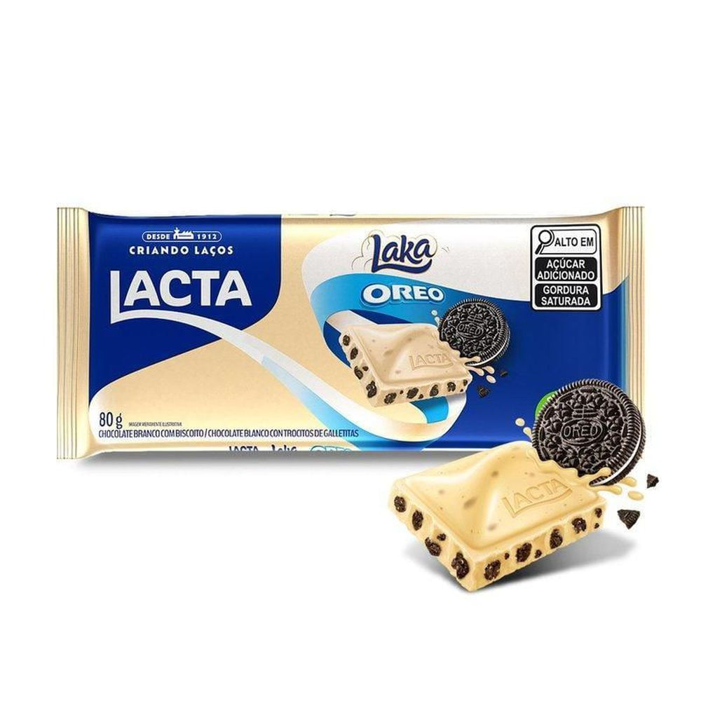 Chocolate Lacta Laka Oreo Branco 80g Barra Crocante