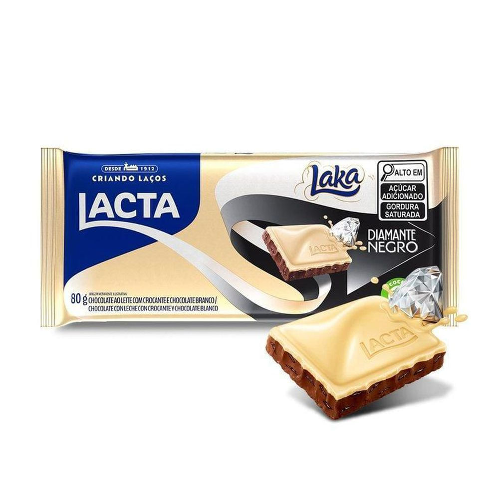 Chocolate Lacta Laka e Diamante Negro 80g com Castanhas