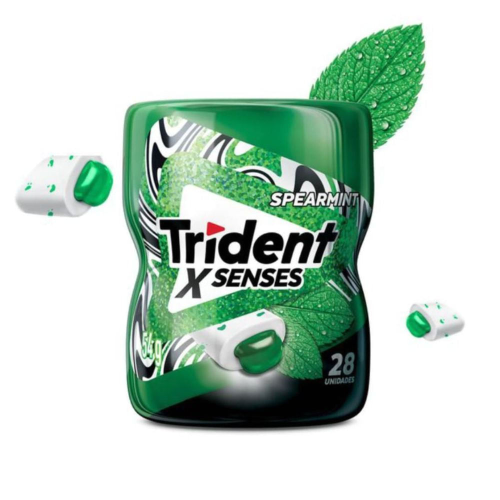 Chiclete Spearmint Trident XSenses 54g Garrafa Sem Açúcar