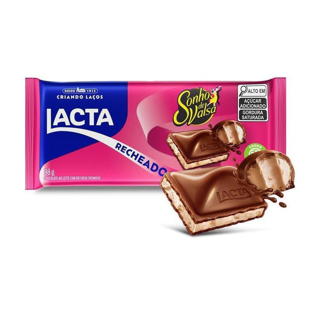 Chocolate ao Leite Lacta Sonho de Valsa 98g com Recheio Cremoso