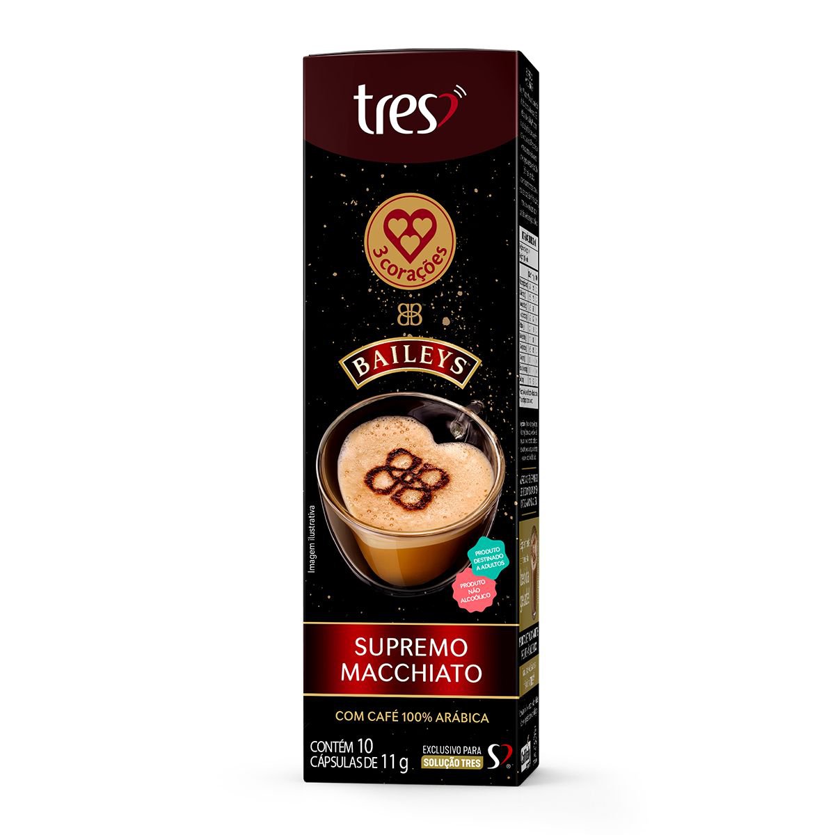 Cápsula Baileys Supremo Macchiato Três Corações 10 Unidades Arábica