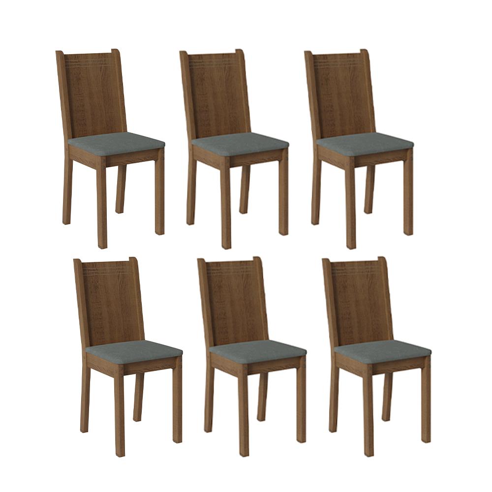 Kit 6 Cadeiras 4290 Madesa Rustic/Silver