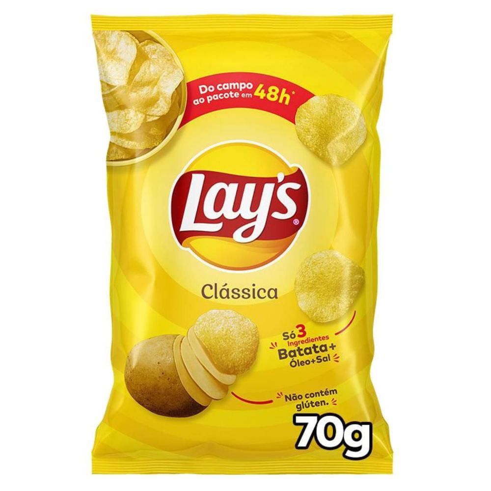Batata Frita Lisa Clássica Lay's 70g Sem Glúten