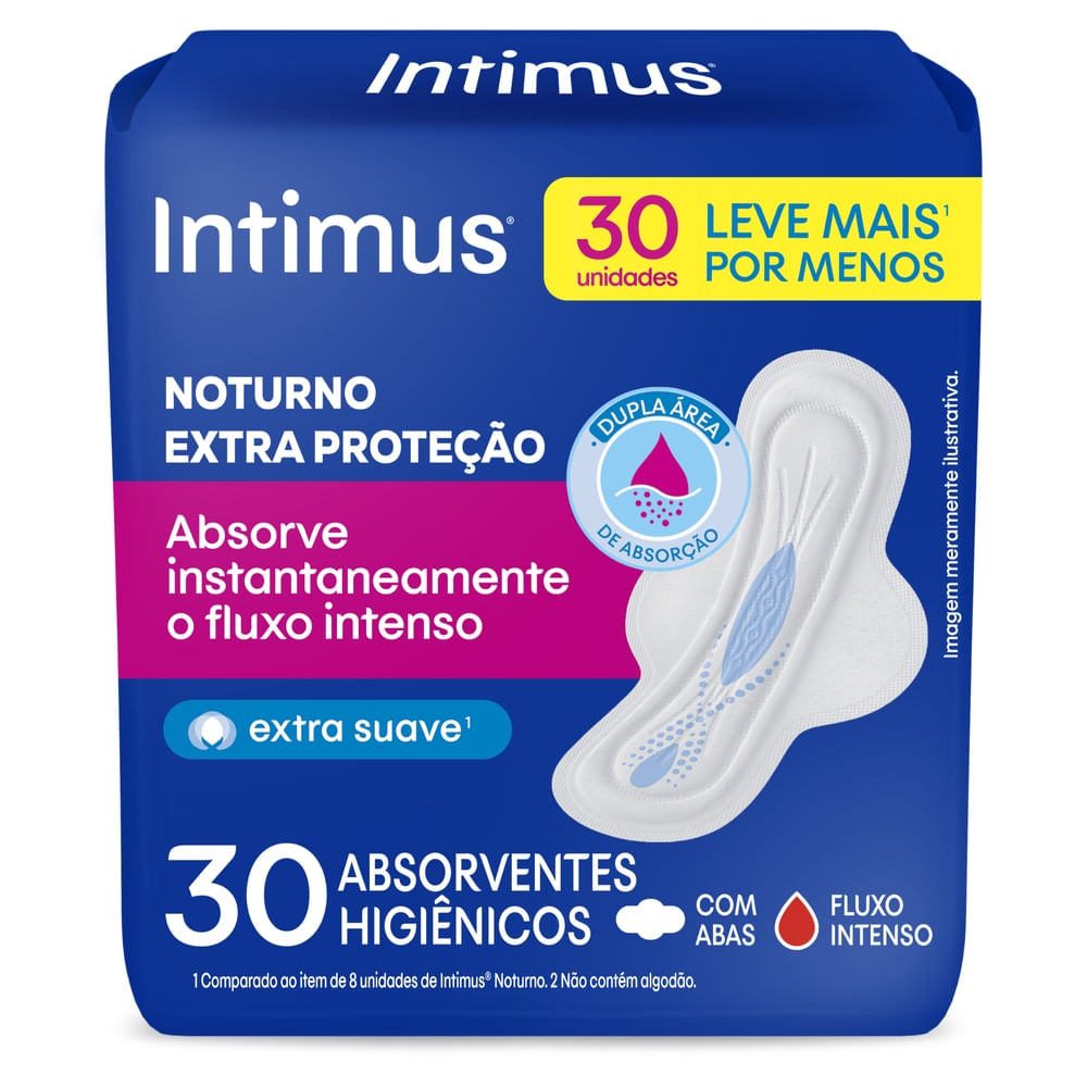 Absorvente Noturno Intimus Suave com Abas 30 Unidades