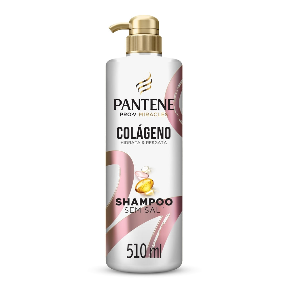 Shampoo Hidratação e Resgate 510ml Pantene Colágeno para Cabelos Danificados e Tingidos Sem Sal