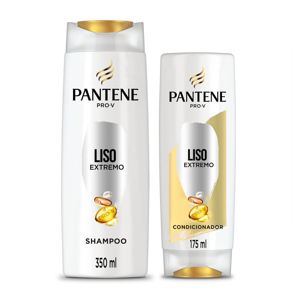 Kit Shampoo 350ml e Condicionador 175ml Liso Extremo Pantene Pro-V Óleo de Amêndoas Antifrizz