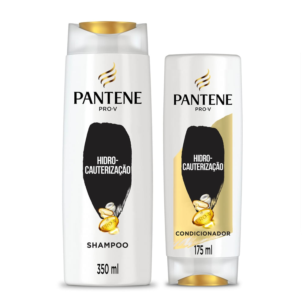 Kit Shampoo e Condicionador Hidratação Pantene Pro-V Hidro-Cauterização 350ml e 175ml Cabelos Danificados Óleo de Argan