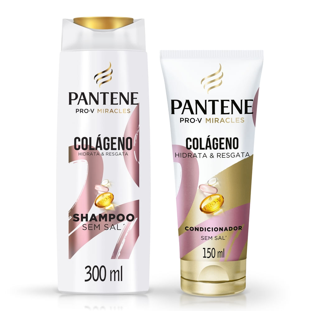 Kit de Tratamento Capilar Hidratante Pantene Pro-V Miracles Colágeno 300ml e 150ml