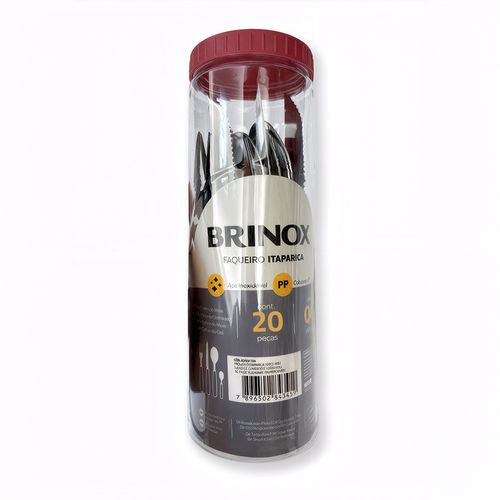 Faqueiro com Cabo de Polipropileno Brinox Itaparica 20 Peças Vermelho