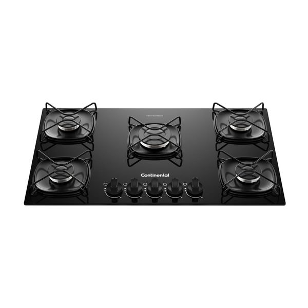 Cooktop 5 Bocas a Gás Continental Mesa de Vidro Preto com Acendimento Automático (KC5GR) Bivolt
