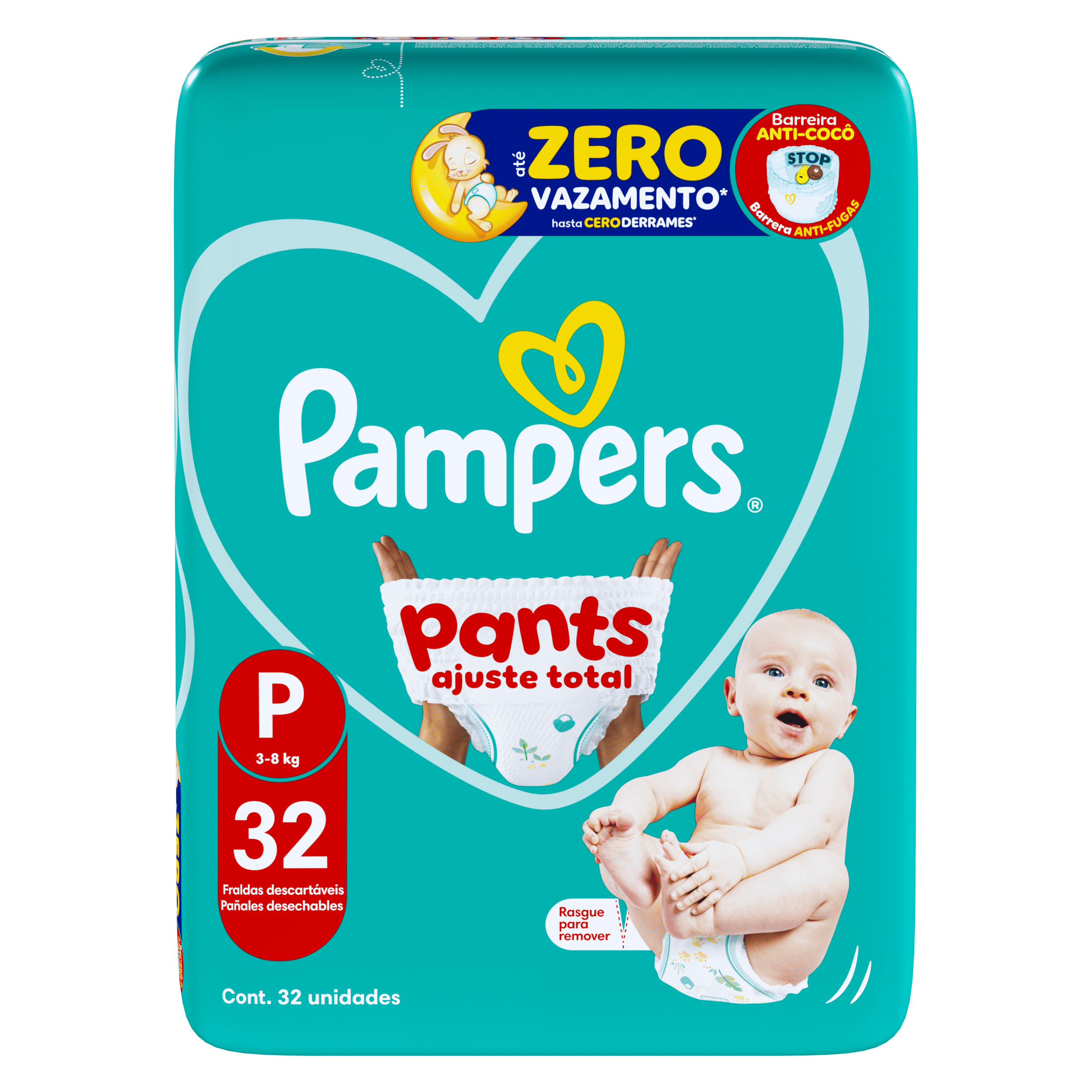 Fralda Descartável Ajuste Total Pampers Pants Mega P 32un