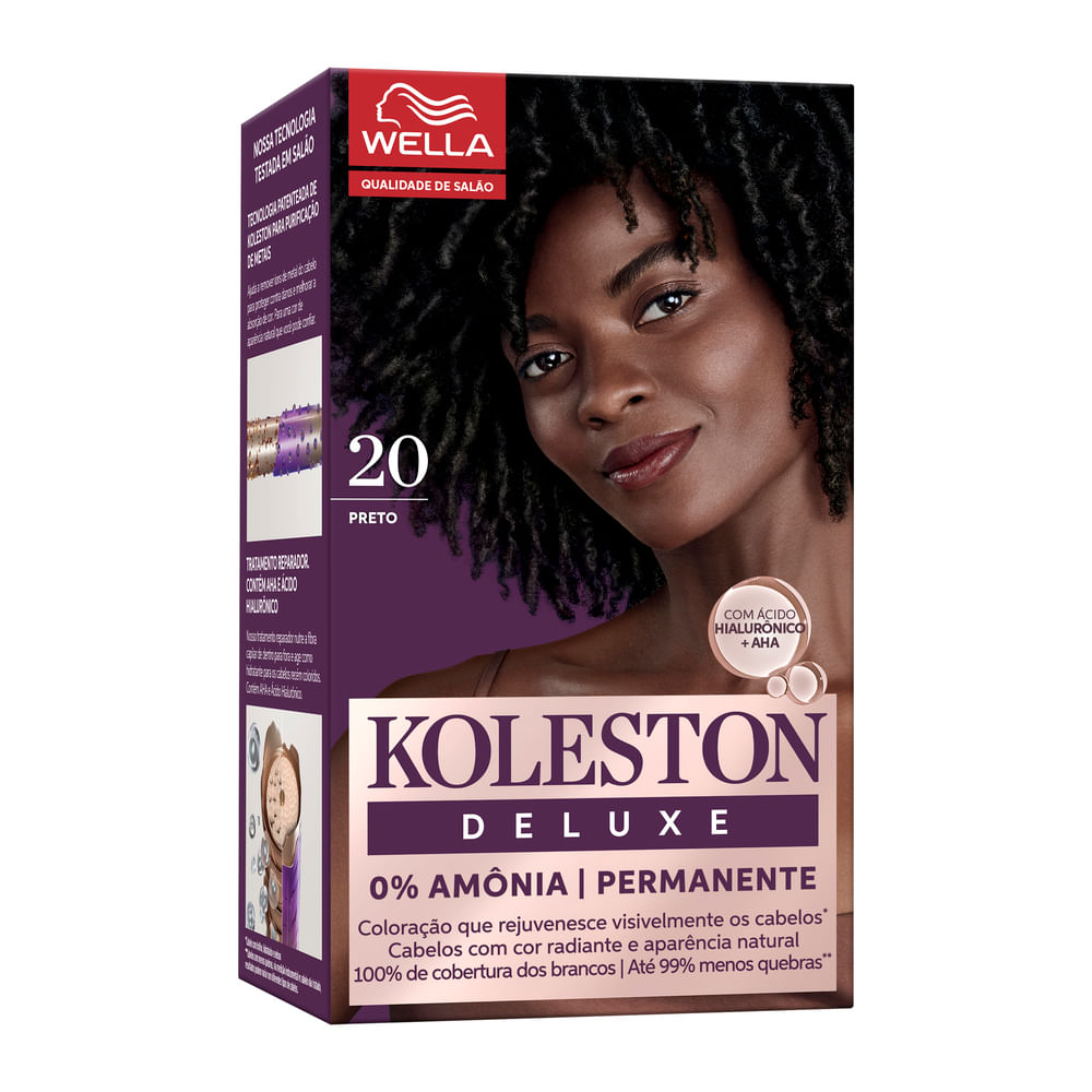 Coloração Creme Preto 2.0 Koleston Deluxe Kit sem Amônia com Ácido Hialurônico
