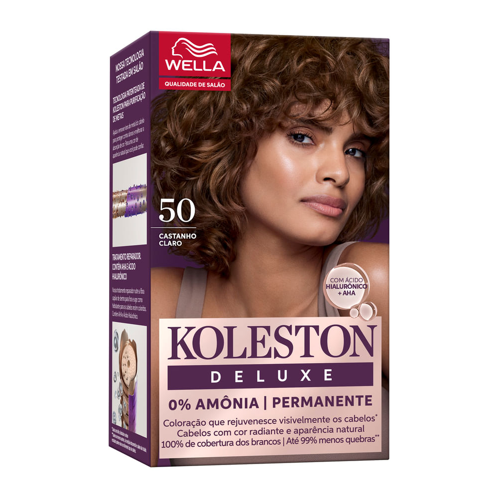 Kit Coloração Creme Castanho Claro 5.0 Koleston Deluxe sem Amônia Ácido Hialurônico