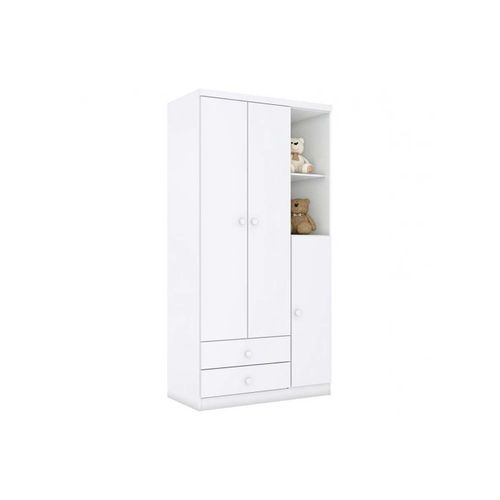 Guarda Roupa Bebê Bala de Menta 3Ptas 2Gvs Branco/Rosa-Henn