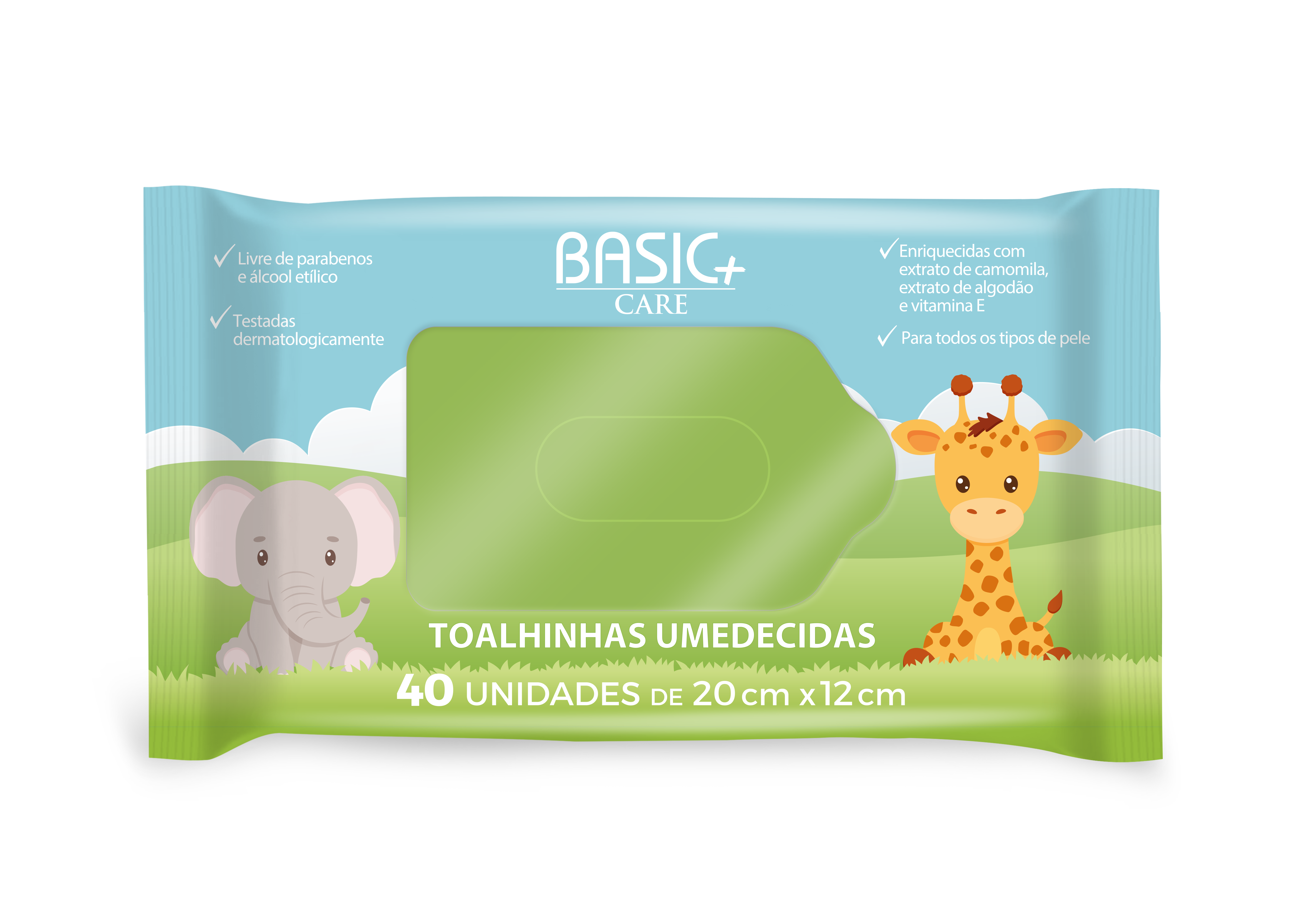 Lenço Umedecido Dermatologicamente Testado Camomila Basic+ Care 40un