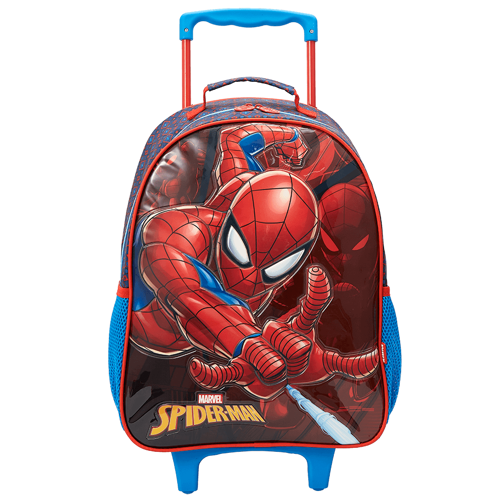 Mochila Escolar 14 Polegadas Poliéster 420D Vermelha Spider-Man Xeryus Alça Retrátil