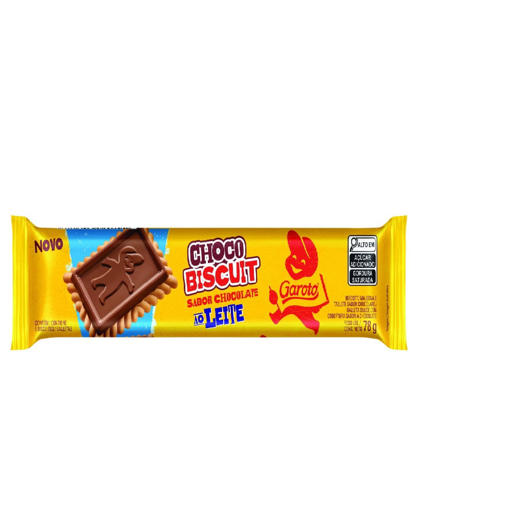 Biscoito Doce Chocolate ao Leite Garoto Chocobiscuit 78g Crocante