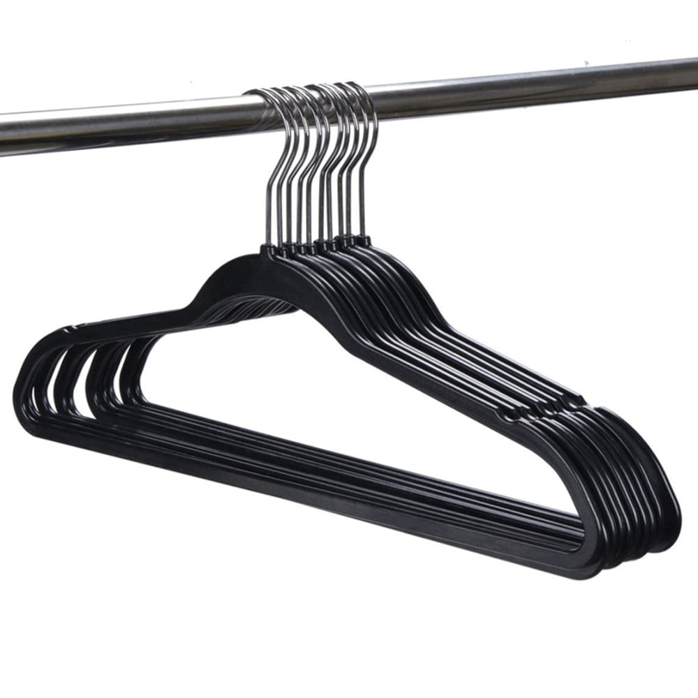 Conjunto de Cabides PET Reciclado 10 Peças Casual Home Preto Sustentável