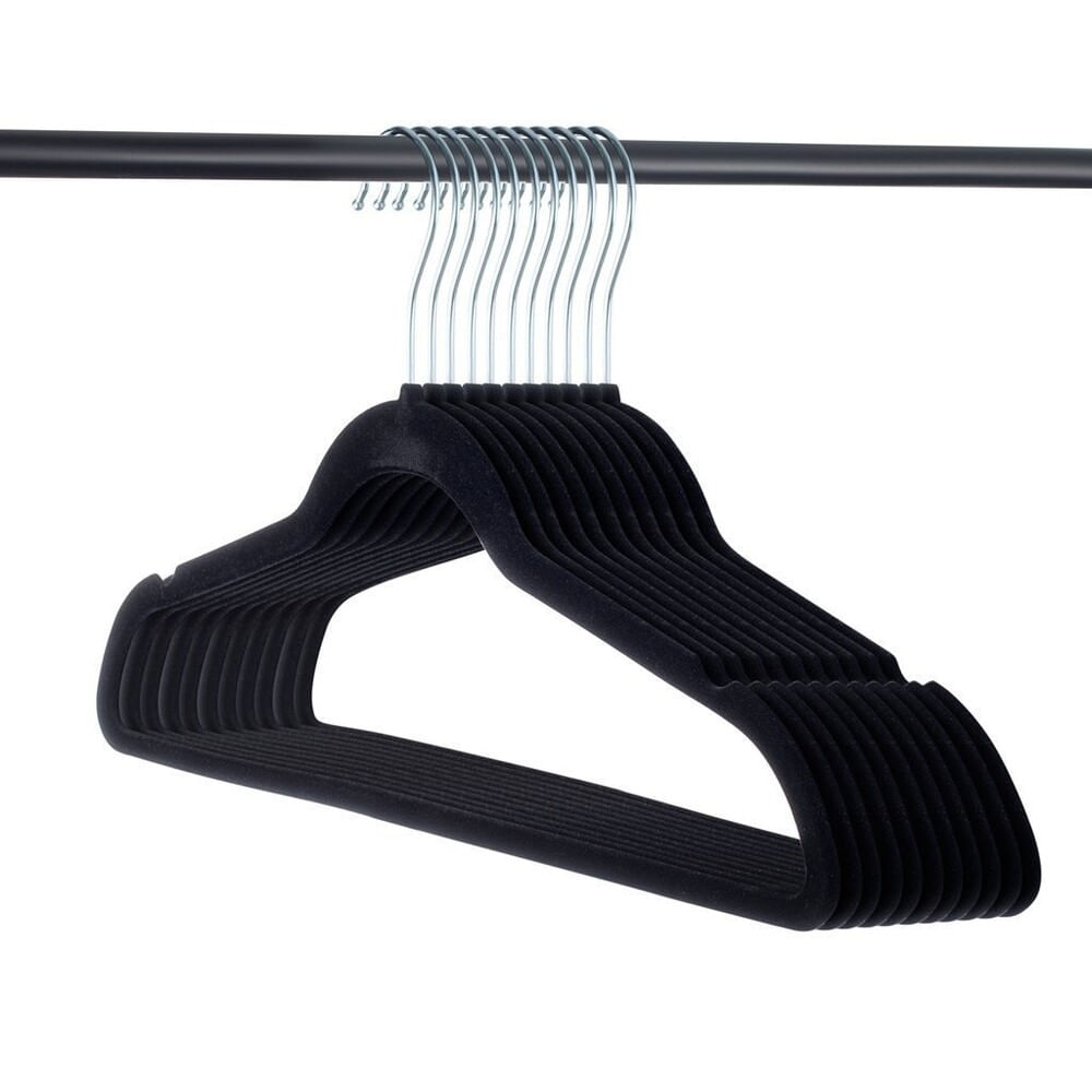 Conjunto de Cabides Veludo 10 Peças Casual Home Antideslizante Otimiza Espaço