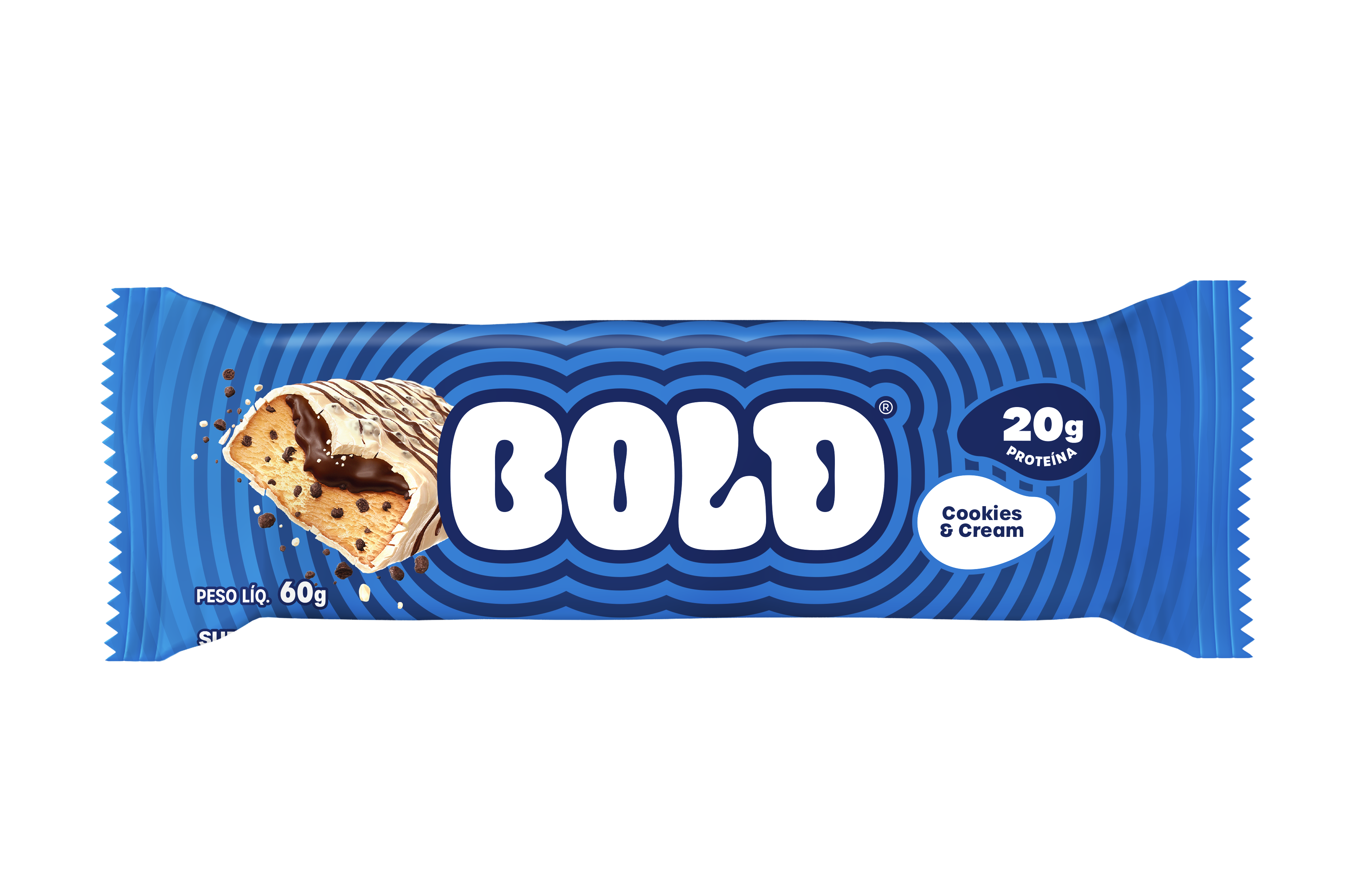 Barra de Proteína Cookies & Cream Bold 60g Zero Açúcar