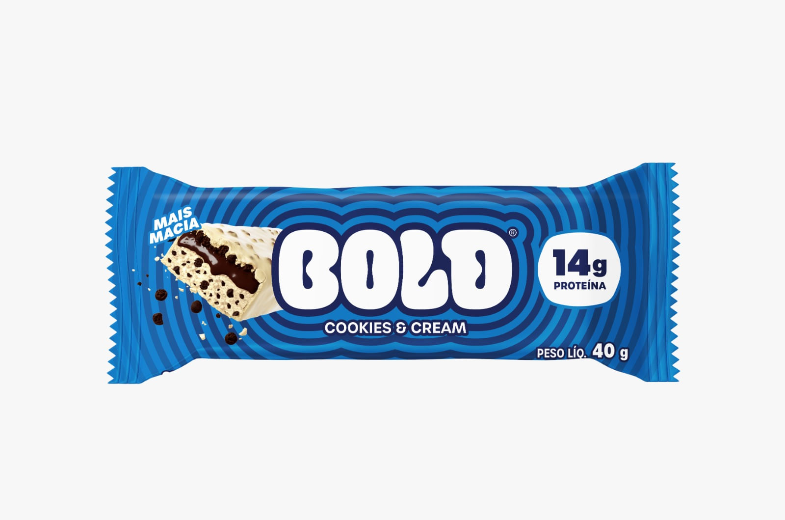 Barra de Proteína Cookies & Cream Bold 40g Zero Açúcar