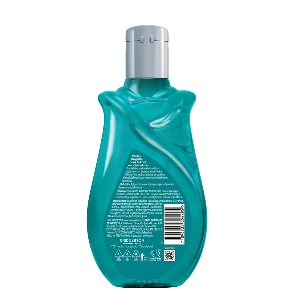 Óleo Corporal Hidratante Desodorante Paixão Bridgerton Dama de Prata 200ml
