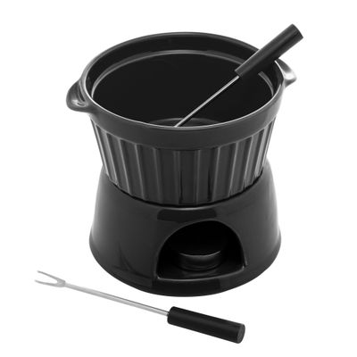 Aparelho de Fondue Porcelana 4 Peças 400ml Lyor Classic Preto