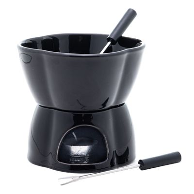 Aparelho de Fondue Porcelana 400ml 4 Peças Lyor Alpes Preto