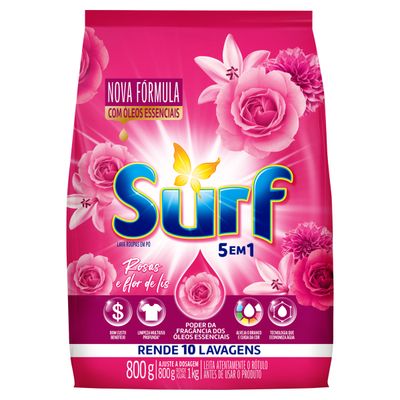 Lava-Roupas Sabão em Pó Surf 5 em 1 Rosas e Flor-de-Lis 800g