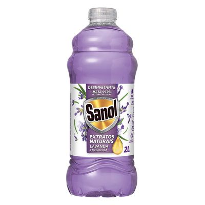 Desinfetante Bactericida Sanol Extratos Naturais Líquido Lavanda e Melaleuca 2L