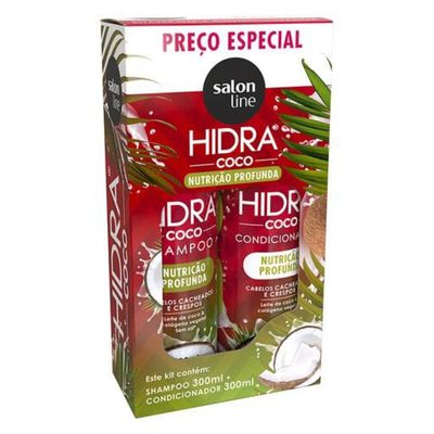 Kit Shampoo e Condicionador Nutrição Intensa 300ml Salon Line Hidra Coco para Cabelos Cacheados Vegano