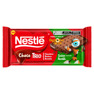 Barra de Chocolate Choco Trio Avelã Nestlé 90g com Wafer Crocante