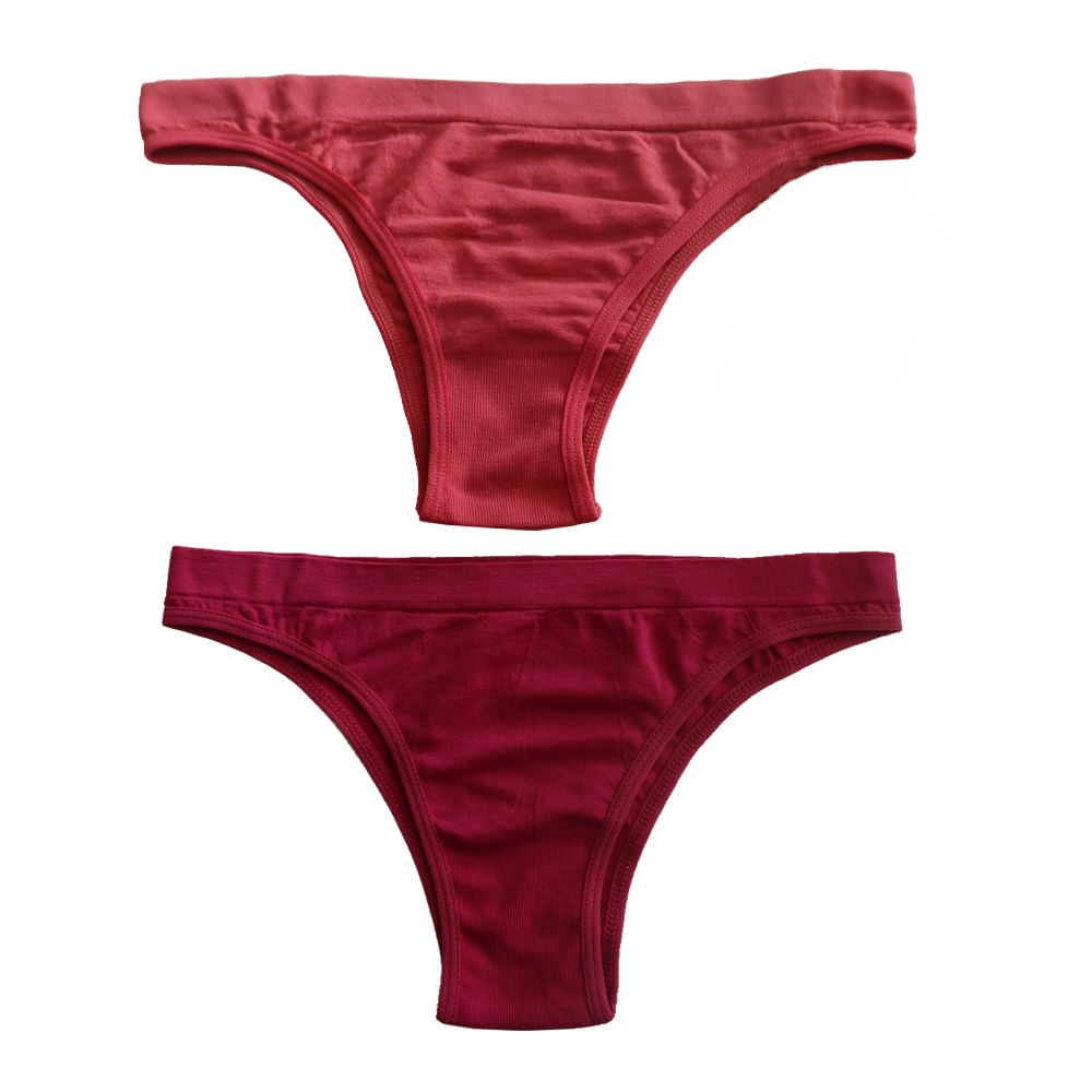 Kit 2 Calcinhas Sem Costura Tanga Basic+ Poliamida Rosa e Roxo M