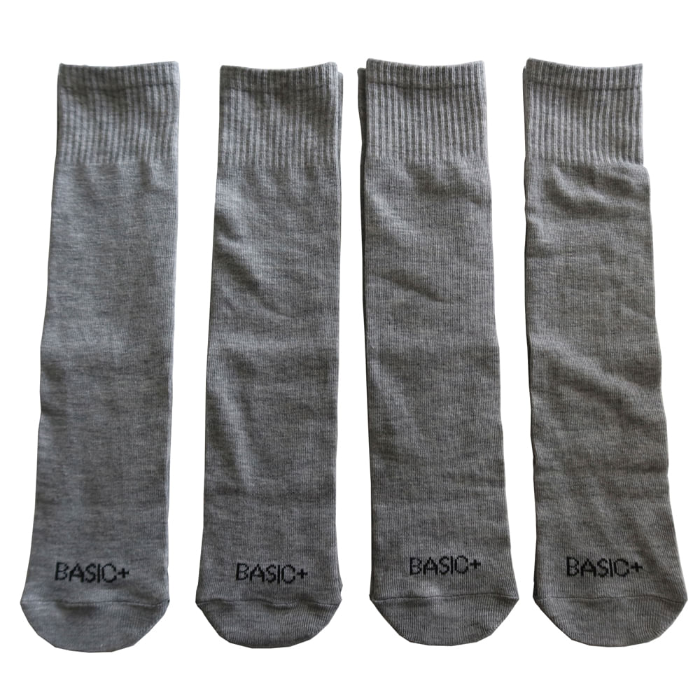 Kit 4 Pares de Meias Esportiva Cano Médio Basic+ Poliéster Mescla