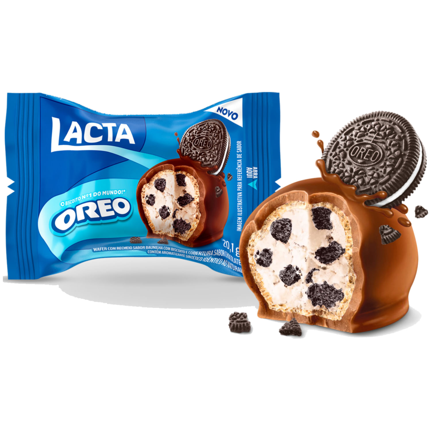 Bombom Baunilha com Cobertura de Chocolate Lacta Oreo 20g Crocante