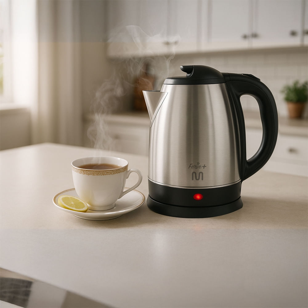 Chaleira Elétrica Multilaser 1,8L 1000W Prata 110V Inox Desligamento Automático