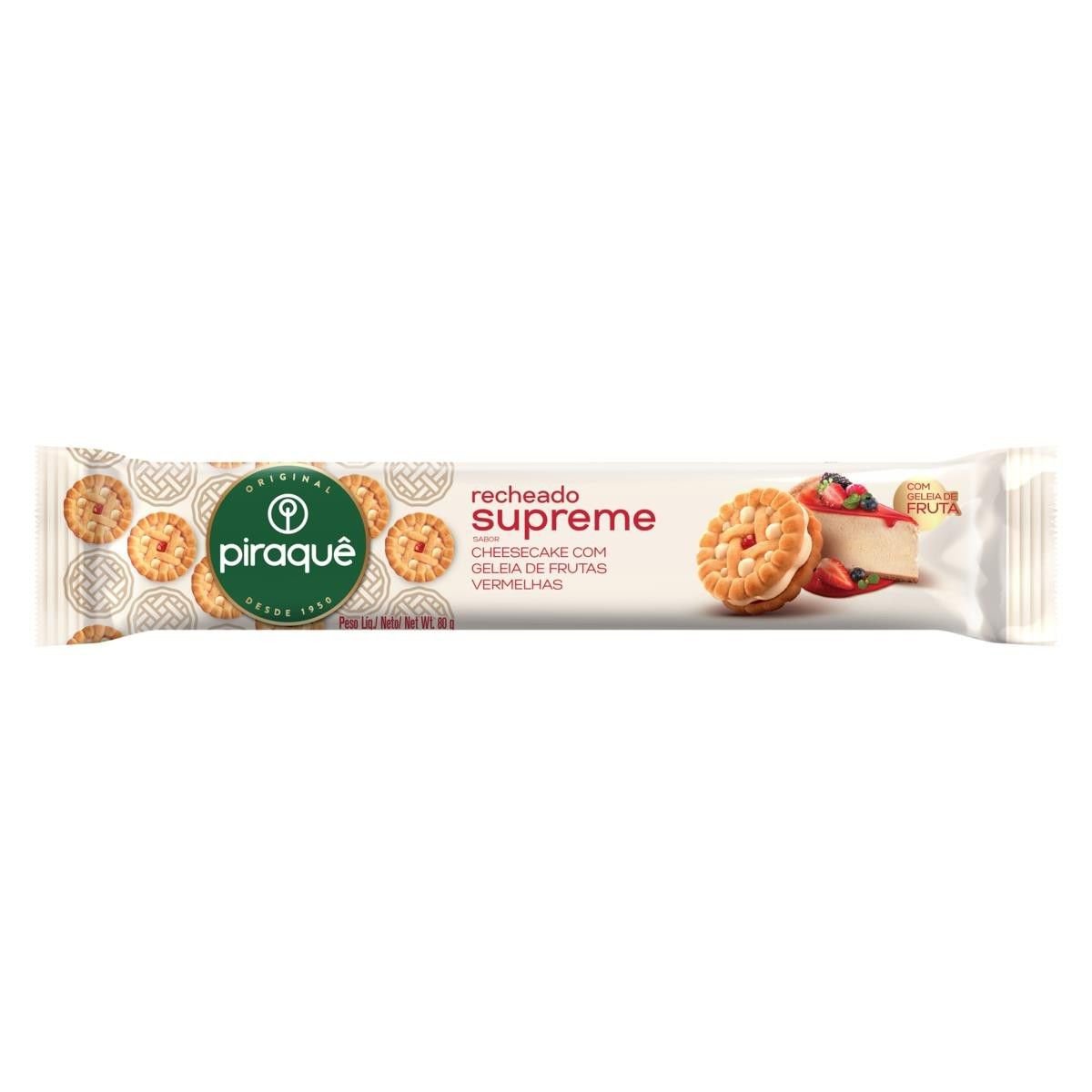 Biscoito Recheado Cheesecake Frutas Vermelhas Piraquê Supreme 80g Crocante